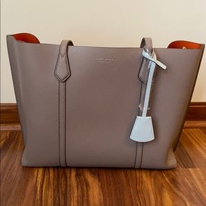 Tory Burch Gray Perry Triple Compartment Tote